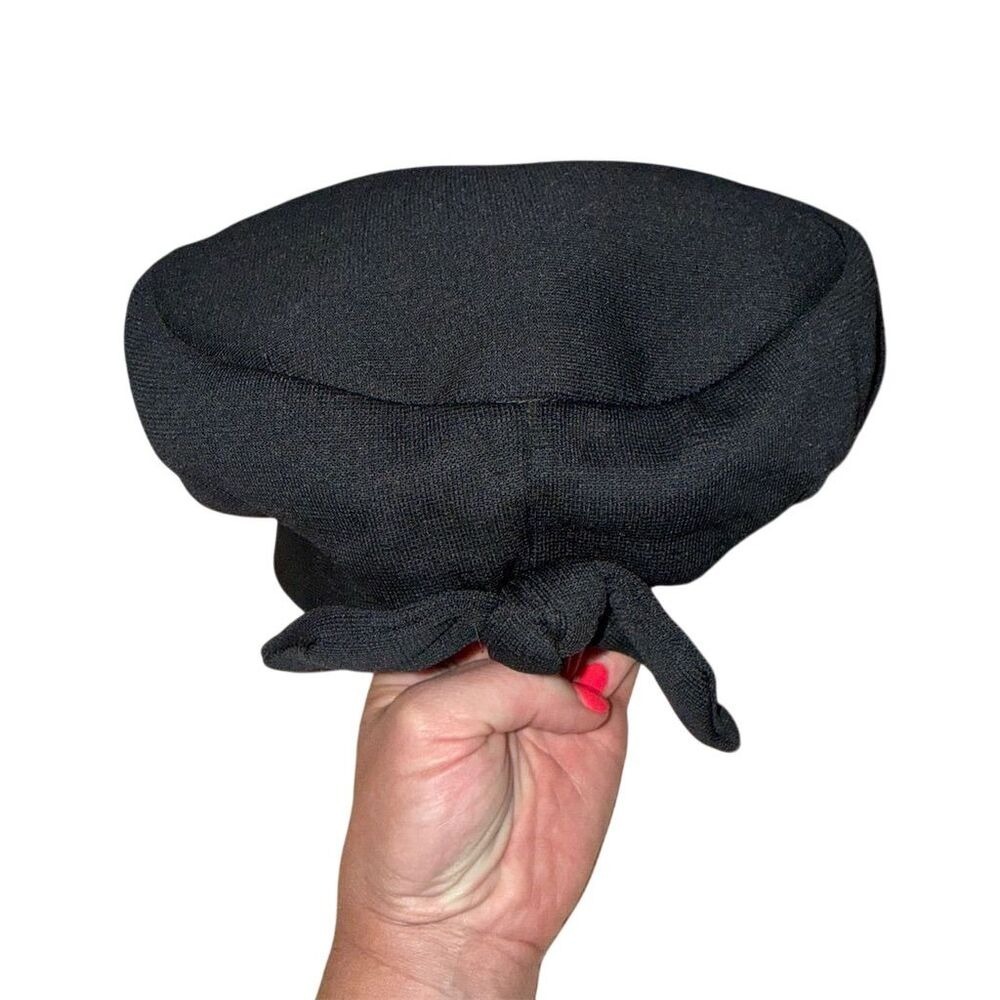 Vintage Union Made in USA Women's Black Beret with Bow‎ Accent One Size